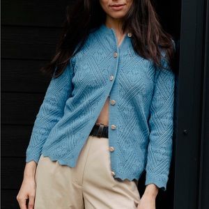 Vintage Sky Blue Knit Cardigan